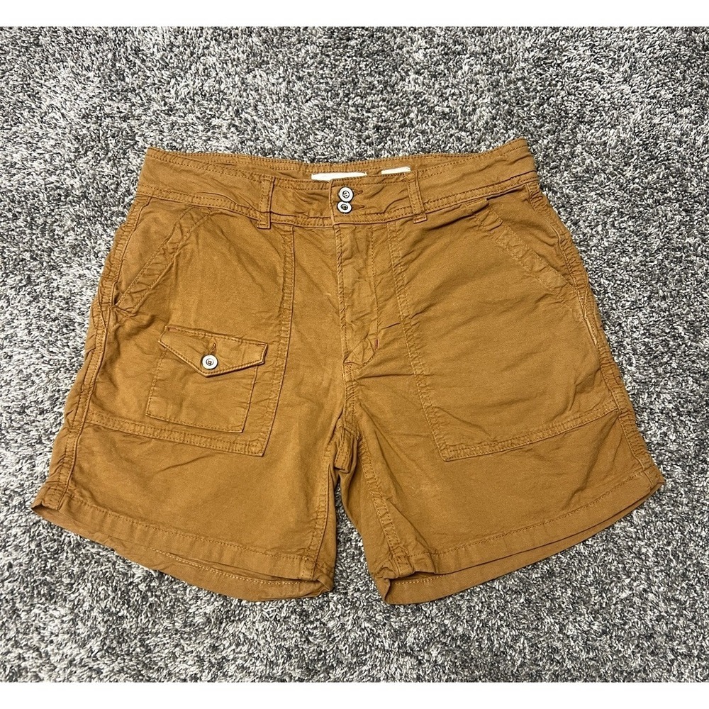 Anthropologie Wanderer Cargo Shorts Womens 27 Brown Cotton Twill Utility Boho 4"
